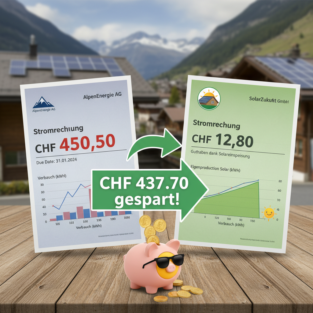 Solarpanels auf Einfamilienhaus in der Schweiz